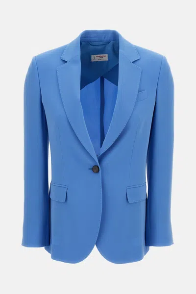 Alberto Biani Single Breasted Cady Blazer In Blue