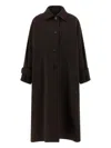 Alberto Biani Long Collared Coat With Side Pockets And Sleeves In Brown