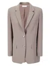 Alberto Biani Single-breasted Jacket With Classic Collar And Structured Fit In Gray