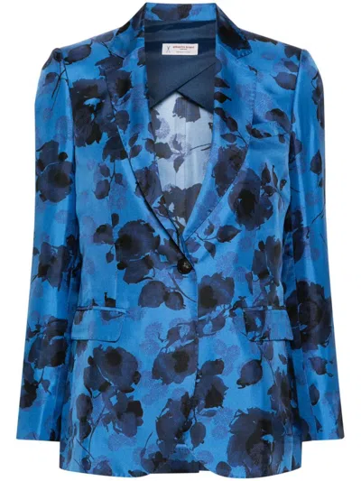 Alberto Biani Single-breasted Silk Jacket In Blue