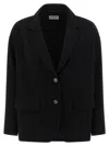 Alberto Biani Single-breasted Two-button Blazer With V-neck Lapels In Black