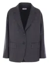Alberto Biani Single-breasted Wool Blazer In Gray