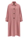 Alberto Biani Wool Coat With Notched Collar And Raglan Sleeves In Pink
