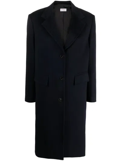Alberto Biani Single-breasted Wool Midi Coat In Blue