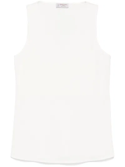 Alberto Biani Sleeveless V-neck Top With Relaxed Fit In White