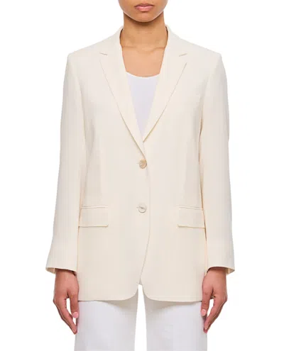 Alberto Biani Slim Fit White Blazer With Pointed Lapels And Flap Pockets In Neutral