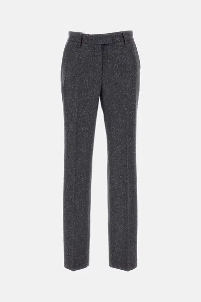 Alberto Biani Slim Wool Trousers In Gray