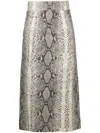 Alberto Biani Snakeskin-print High-waist Midi Skirt In Neutrals