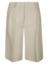 Alberto Biani Soft Linen Blend Shorts With Front Hook In Neutral