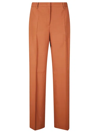 Alberto Biani Straight-leg Stretch Viscose Trousers With Hook Closure In Brown