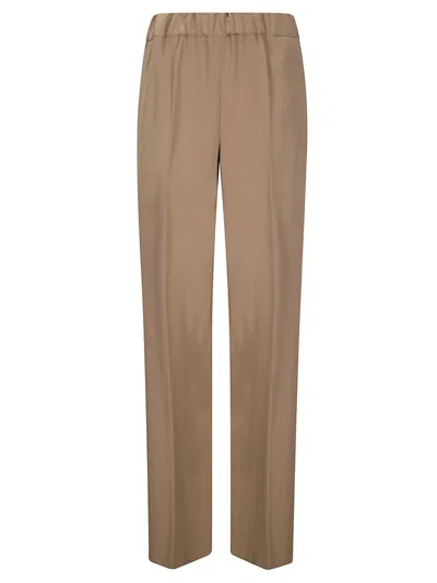 Alberto Biani Straight-leg Trousers With Elastic Waistband In Brown