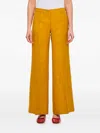 Alberto Biani Wide-leg Soft Pants With Front Closure And Side Pockets In Yellow