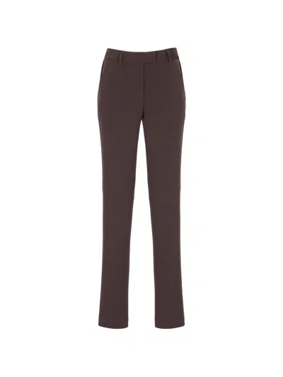 Alberto Biani Brown Smooth Front Tailored Straight-leg Formal Pants