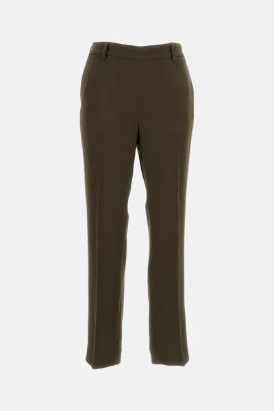 Alberto Biani Dark Green Straight Pants In Brown