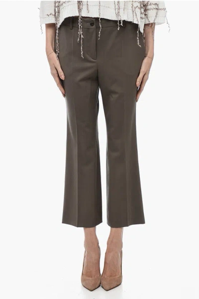 Alberto Biani Stretch Virgin Wool Chinos Pants In Brown
