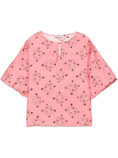 Alberto Biani Swirl-print Top In Pink