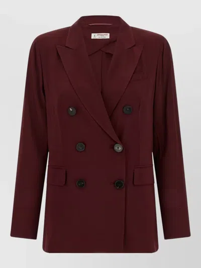 Alberto Biani Tailored Blazer Double Breasted Long Sleeves In Burgundy