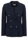 Alberto Biani Tailored Double-breasted Blazer With Notched Lapel In Blue