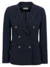 Alberto Biani Dark Blue Double-breasted Blazer In Blue