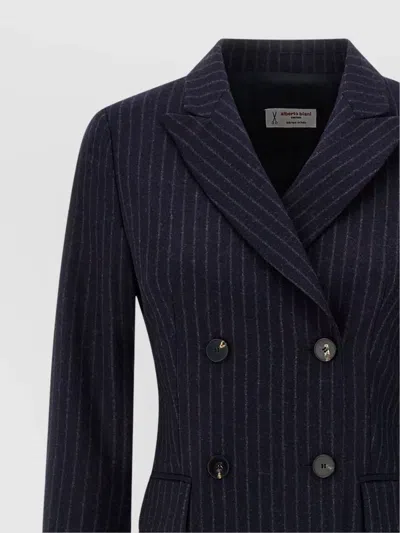 ALBERTO BIANI TAILORED LONG PINSTRIPE DOUBLE-BREASTED COAT