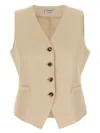 Alberto Biani Tailored Viscose-linen Vest With V-neck