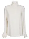 Alberto Biani Thick White Shirt With High Collar In Neutral