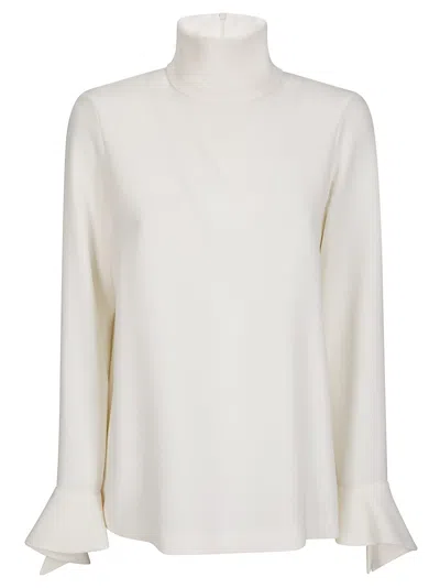 Alberto Biani Thick White Shirt With High Collar In Neutral