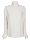 Alberto Biani Thick White Shirt With High Collar In White