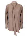Alberto Biani Crew Neck Blouse With Flowing Tie In Brown