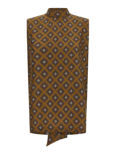 Alberto Biani Tie Print Top In Brown