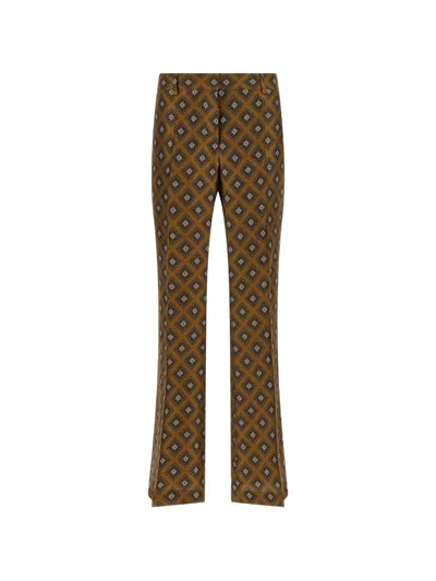 Alberto Biani Tie-print Flared Trousers In Brown