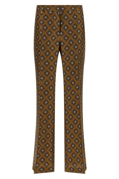 Alberto Biani Tie-print Flared Trousers In Brown