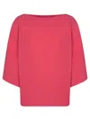 Alberto Biani Coral Red Cady Camellia Blouse In Pink