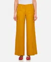 Alberto Biani Wide-leg Soft Pants With Front Closure And Side Pockets In Yellow