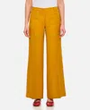Alberto Biani Wide-leg Soft Pants With Front Closure And Side Pockets In Yellow