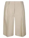 Alberto Biani Soft Linen Blend Shorts With Front Hook In Neutral