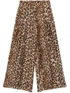Alberto Biani Leopard Silk Pants In Brown