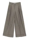 Alberto Biani Wide Leg Striped Trousers Pleated Front In Gray
