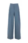 Alberto Biani Wide-leg Trousers In Cotton In Clear Blue