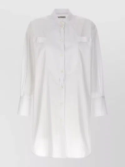Alberto Biani Tuxedo Shirt Long Plastron Design In White