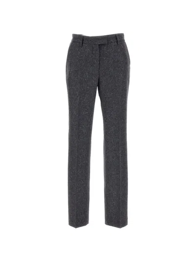 Alberto Biani Tweed Straight-leg Trousers In Black