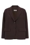 Alberto Biani Two-button V-neck Blazer In Brown