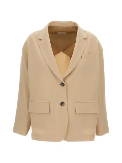 Alberto Biani Cady Single Breasted Jacket Dropped Shoulders In Neutral