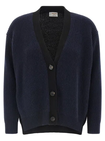 ALBERTO BIANI ALBERTO BIANI TWO-TONE CASHMERE CARDIGAN WITH V-NECK