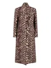 Alberto Biani Long Leopard Print Jacket With Notched Lapel In Animal Print