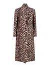 Alberto Biani Long Leopard Print Jacket With Notched Lapel In Brown