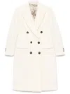 Alberto Biani White Wool Double-breasted Coat In White