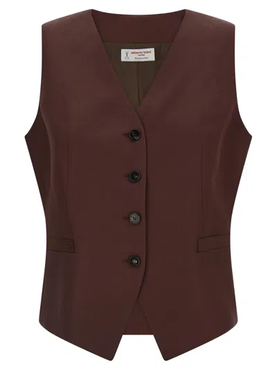 Alberto Biani Viscose And Linen Blend Vest In Burgundy