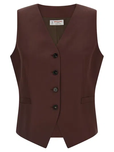 Alberto Biani Viscose And Linen Vest In Brown