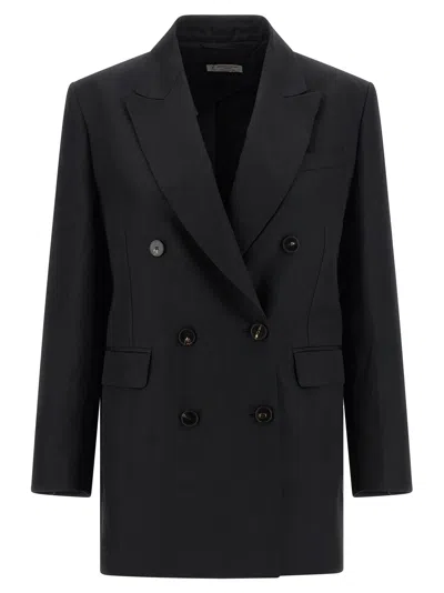 Alberto Biani Viscose-linen Blend Blazer In Black